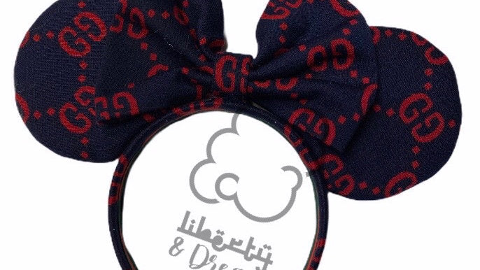 Gucci: Navy & Red Mouse Ears Headband