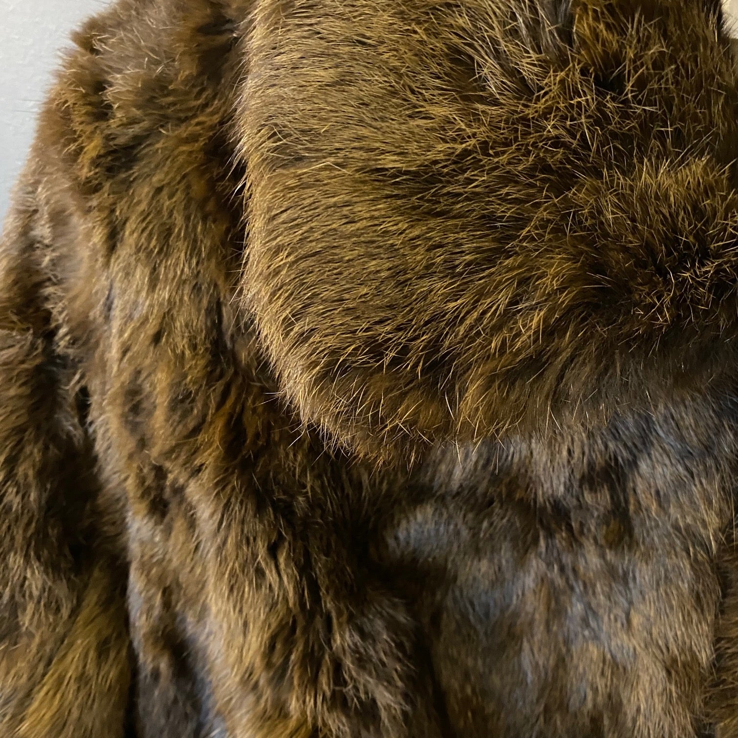 Brown Rabbit Fur Bomber Coat